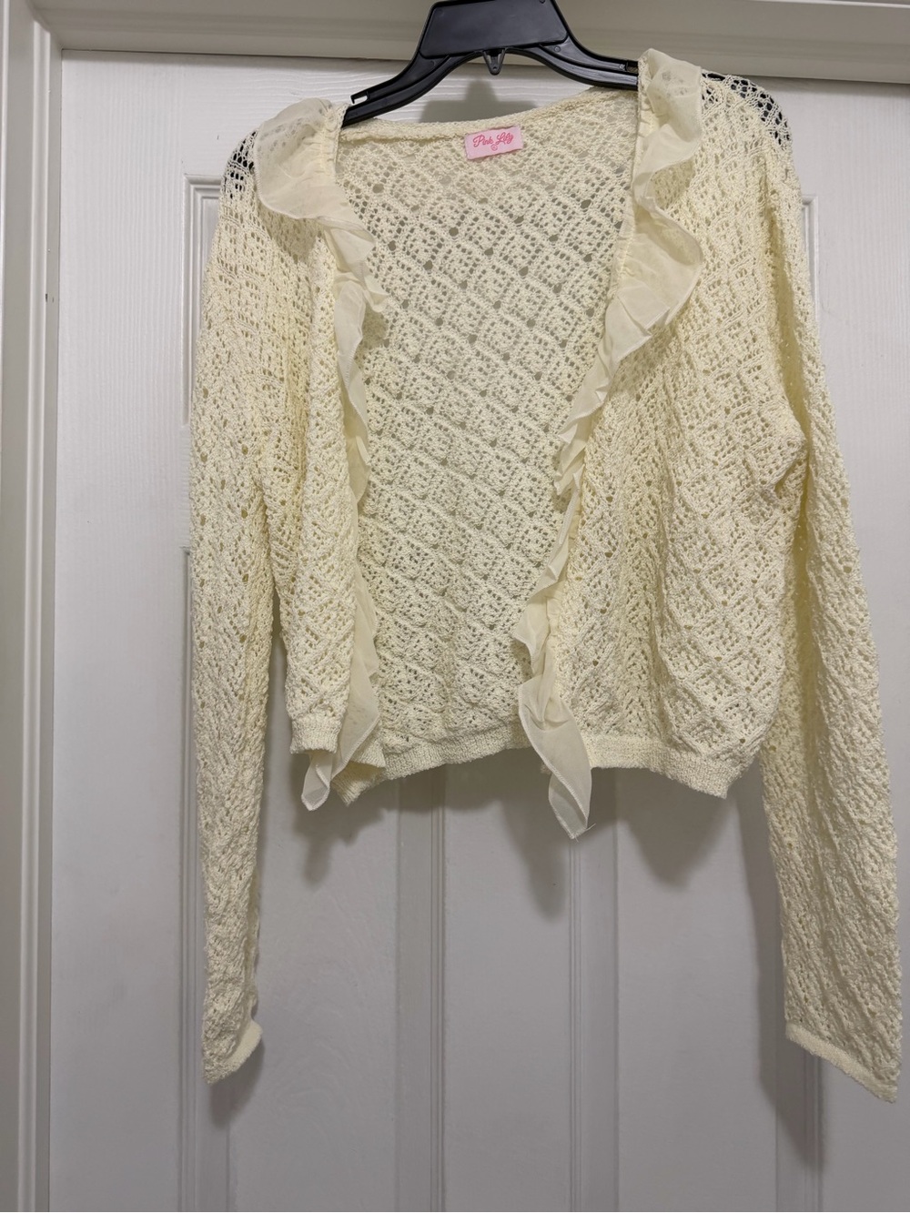 Cream Lace Ruffle Cardigan